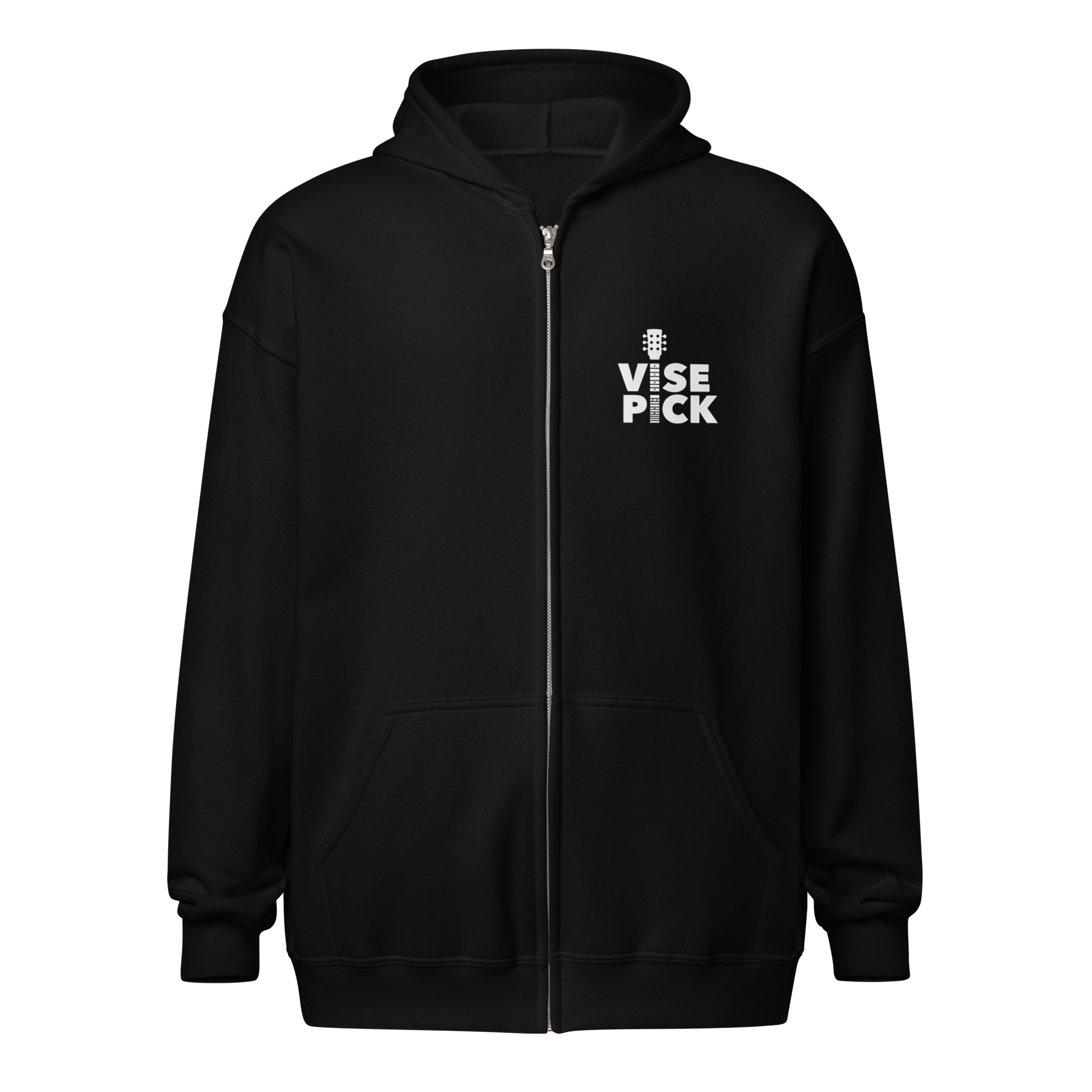 Unisex Heavy Blend Zip Hoodie Logo Front and Back (Black)