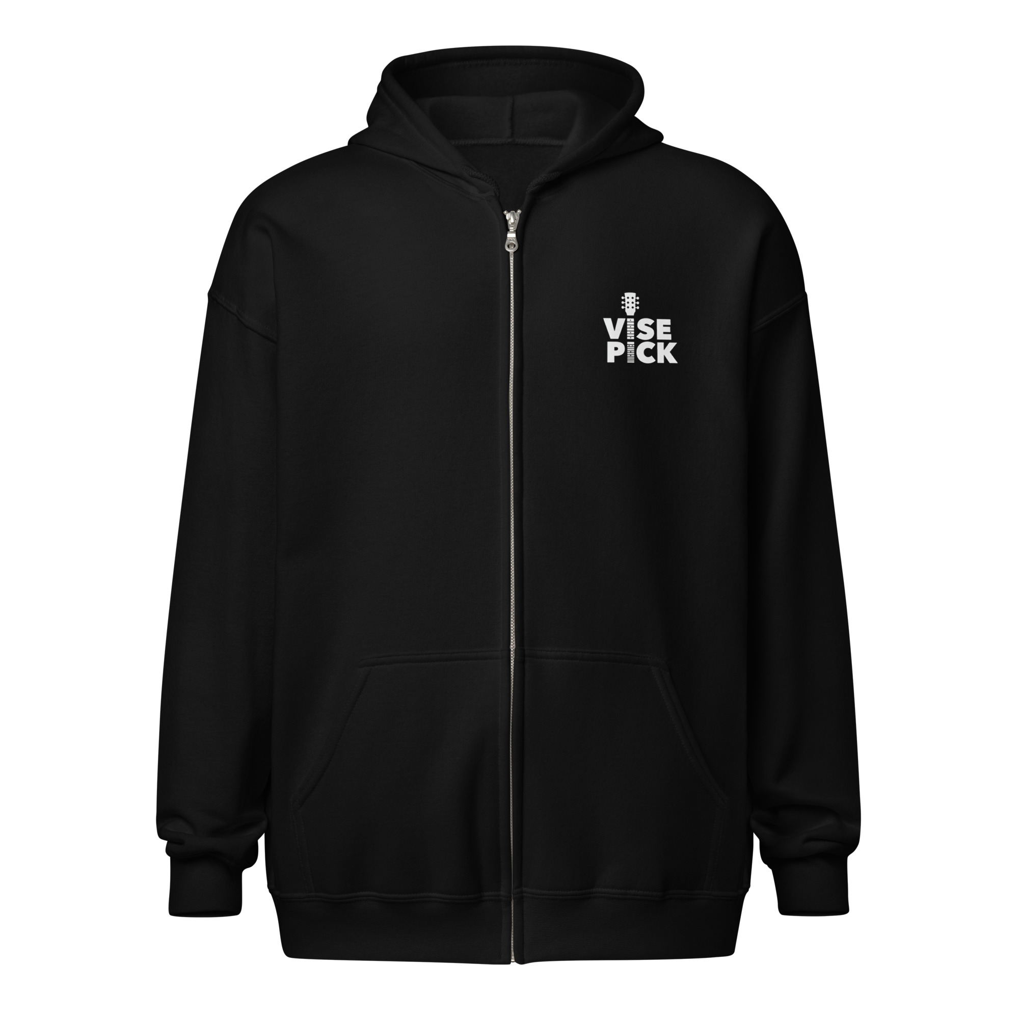 Unisex Heavy Blend Zip Hoodie Logo Front and Back (Black) - Image 5