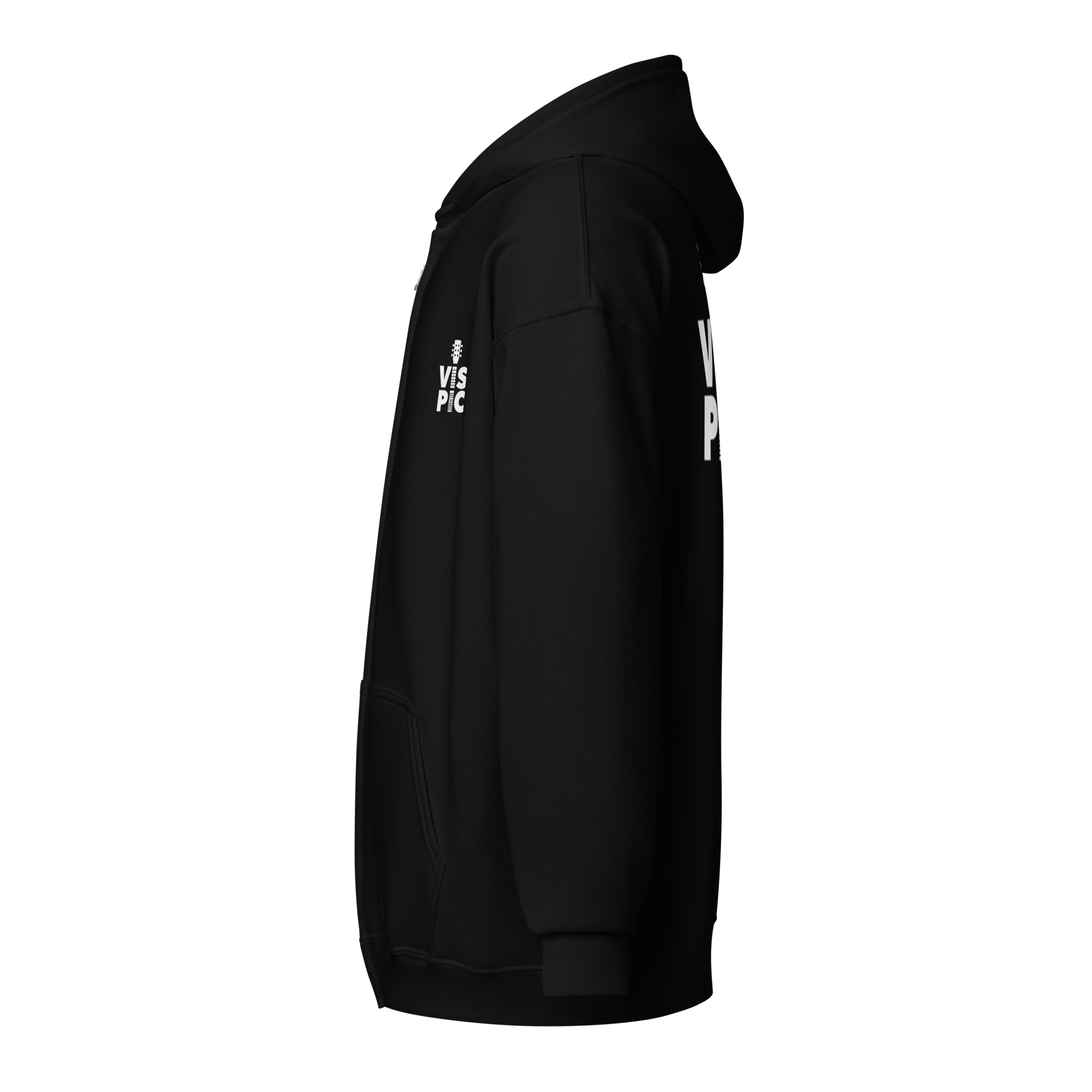 Unisex Heavy Blend Zip Hoodie Logo Front and Back (Black) - Image 3