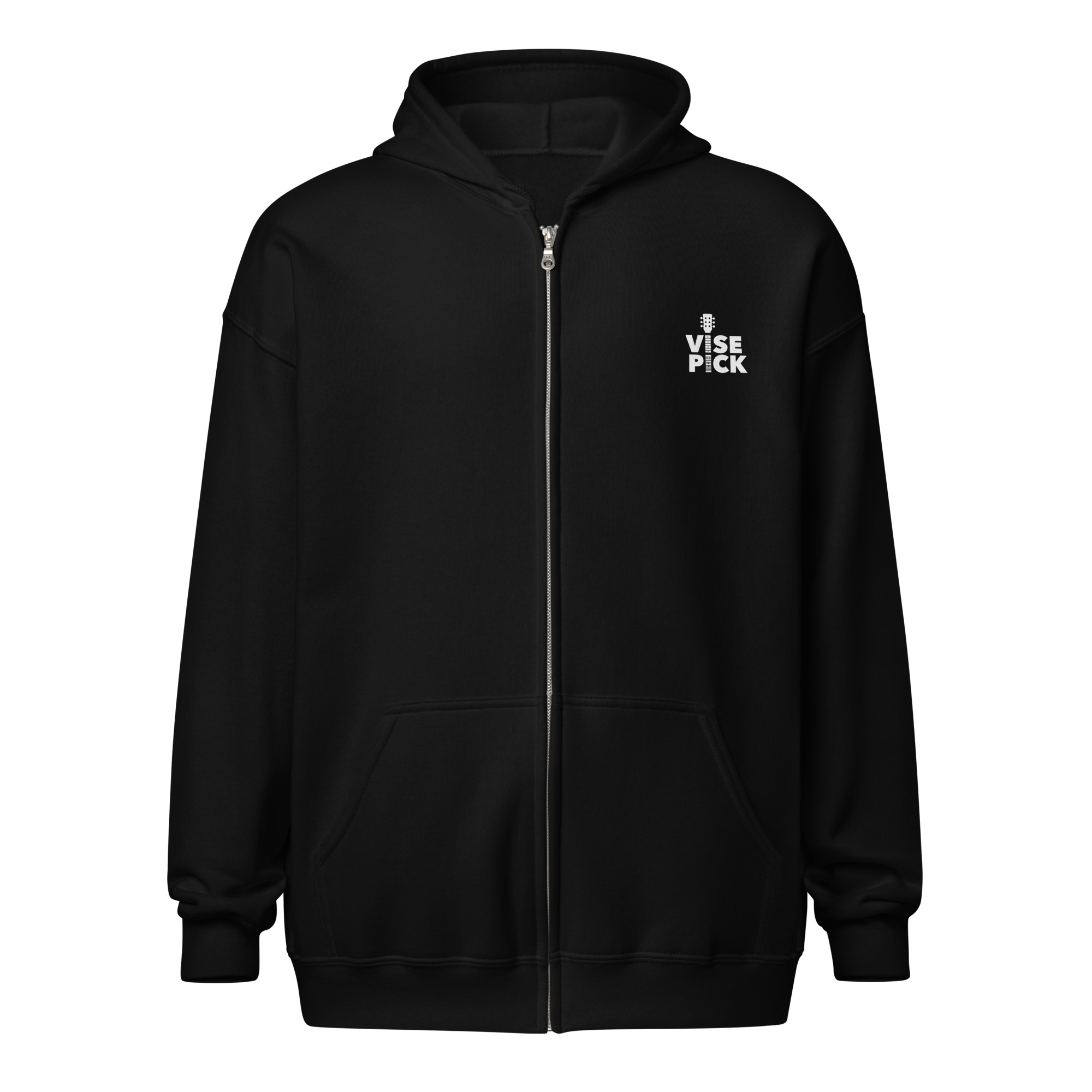 Unisex Heavy Blend Zip Hoodie Logo Front and Back (Black) - Image 10